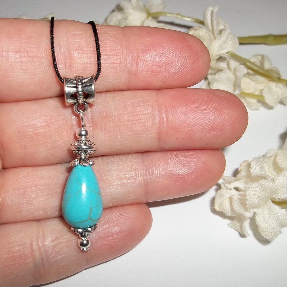 Turquoise Blue Necklace Adjustable Handmade 5163 - Picture 6 of 9